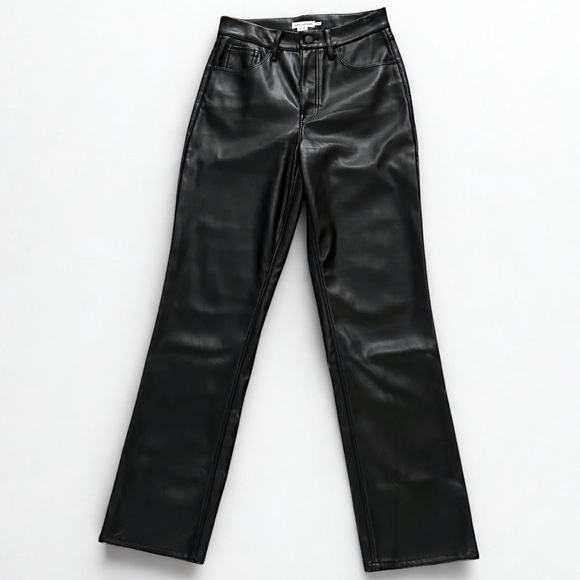 Good American Pants - Good American Black Faux Leather Pants Size 8/29 Straight Leg 90s